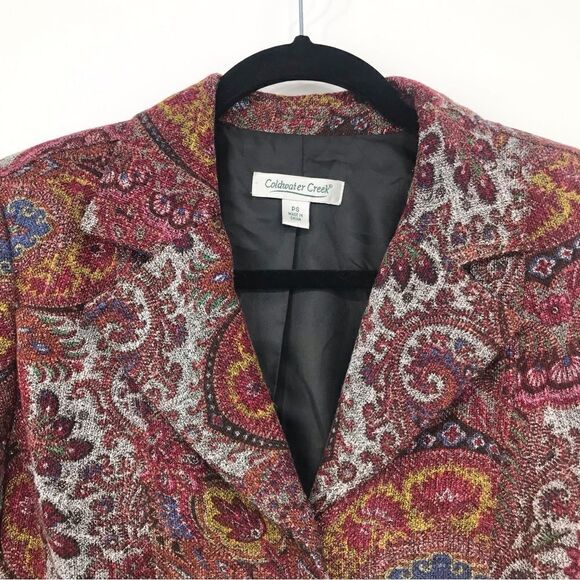 Coldwater Creek Old World Red Paisley Print Blazer - Picture 4 of 11
